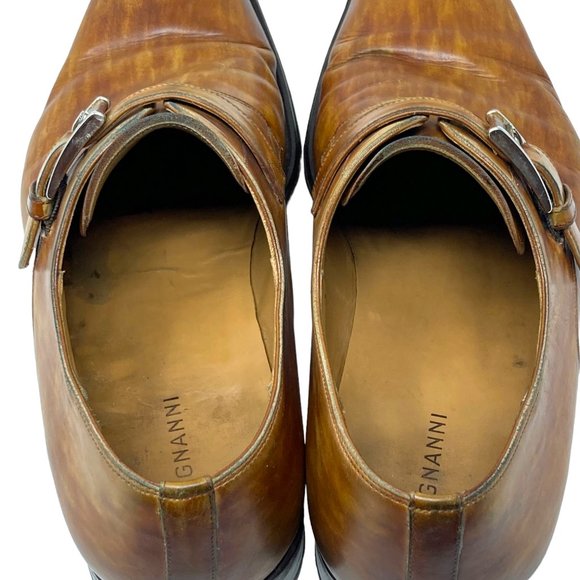 Magnanni Marco II Monk Strap Brown Spanish Leather Square Toe Shoes - Size 10.5 main image 4